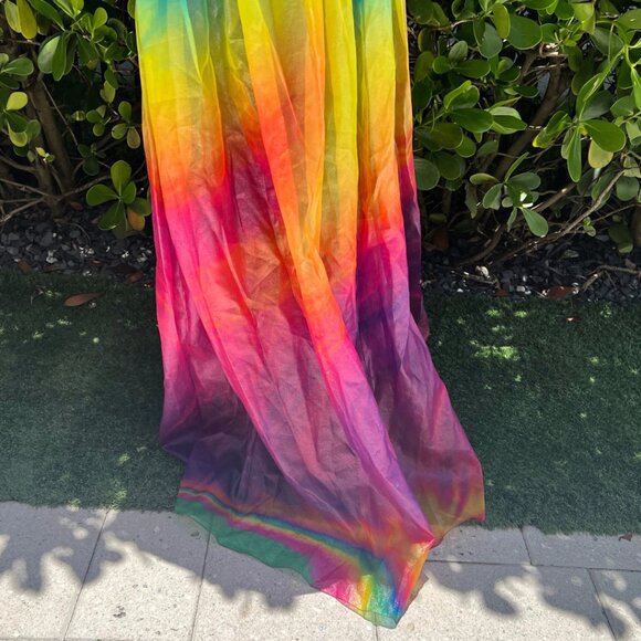 PASKAL Printed Rainbow Bubble Dress Gown Bow Straps S Pride - Picture 2 of 16